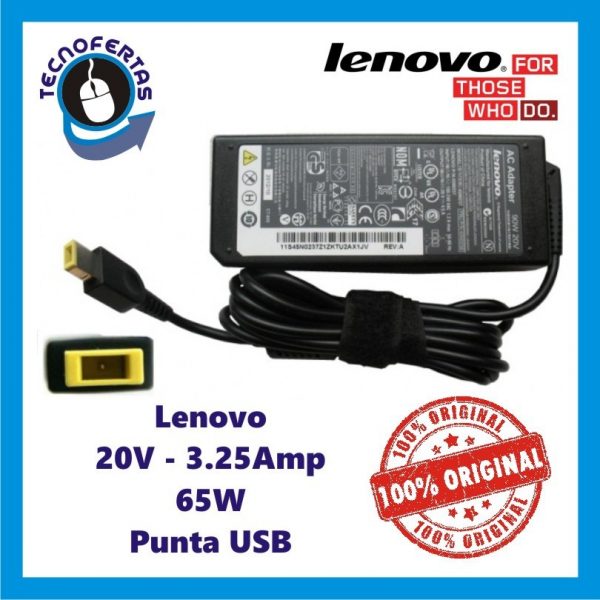 Cargador Lenovo 20v 3.25a Punta Usb