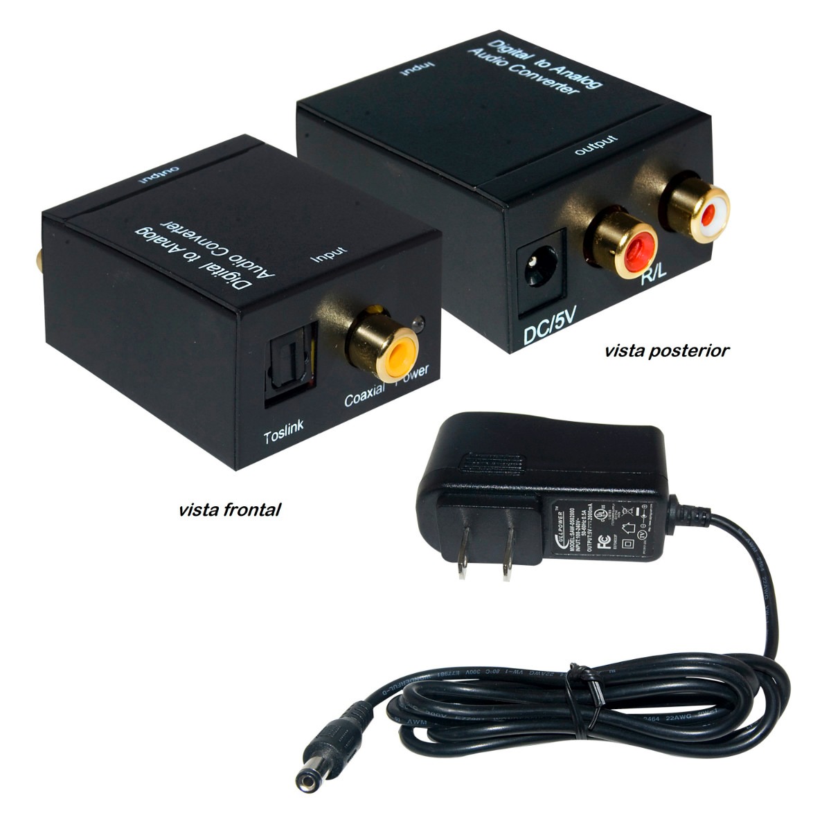 Adaptador de convertidor de audio digital óptico coaxial a analógico RCA