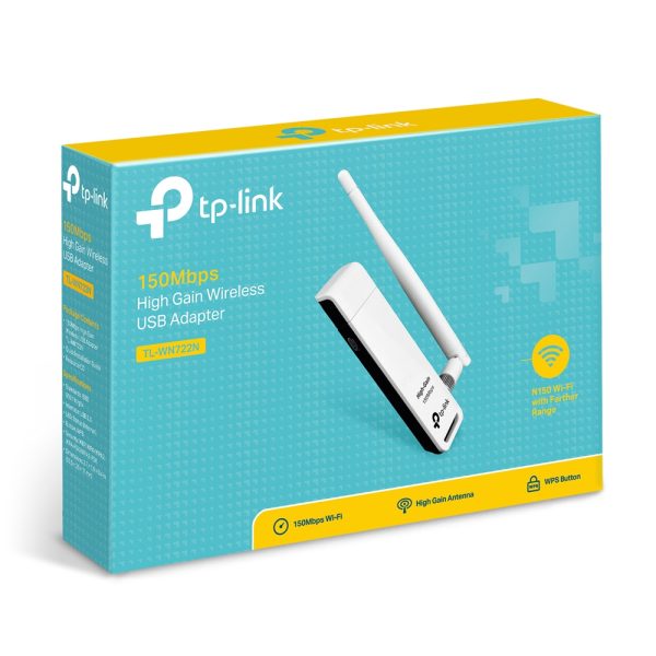 Adaptador USB Wireless TP-Link TL-WN722N, 150 Mbps