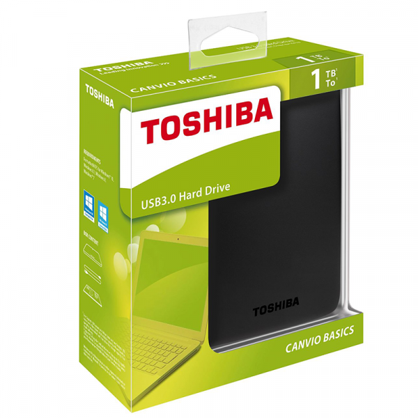 Disco duro externo Toshiba Canvio Basics, 1 TB, USB 3.0, negro - Imagen 2