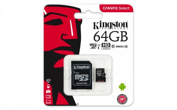 Memoria micro-SD Kingston Canvas, 64 GB, UHS-I Speed Clase 10