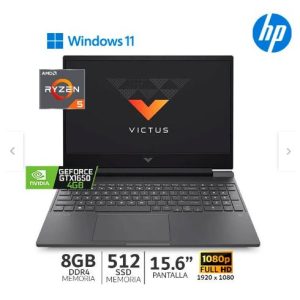 Laptop HP Victus 15-fb0101la, 15.6" FHD AMD Ryzen 5 5600H hasta 4.2GHz, 8GB DDR4-3200MHz, 512GB SSD, GTX 1650 4Gb (6F7G3LA#ABM)