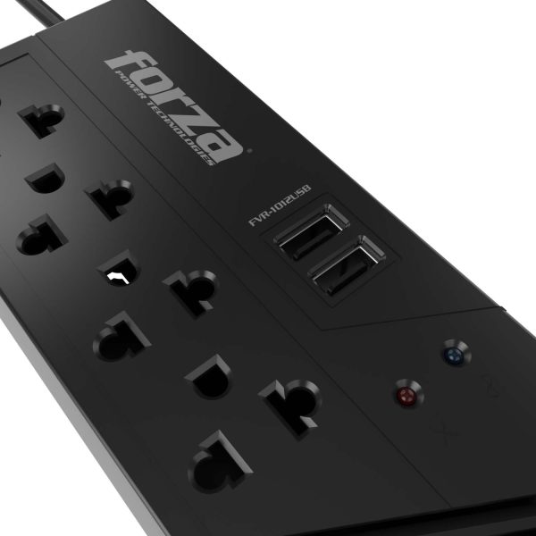 Regulador autom. voltaje Forza VR-1012USB 1000VA/500W 4 salidas AC 2USB 220V - Imagen 3