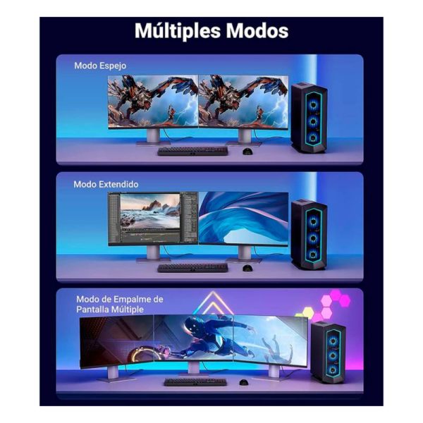 Cable DisplayPort 1.2V 4K Ugreen Nylon Trenzado 3metros - Imagen 3