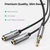 UGREEN Cable de audio de 3,5 mm macho a 2 hembra Case de aluminio (black) AV141 - Imagen 2