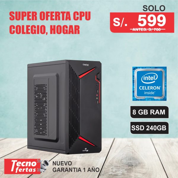 CPU INTEL CELERON N4020 – RAM 8Gb – SSD 240Gb
