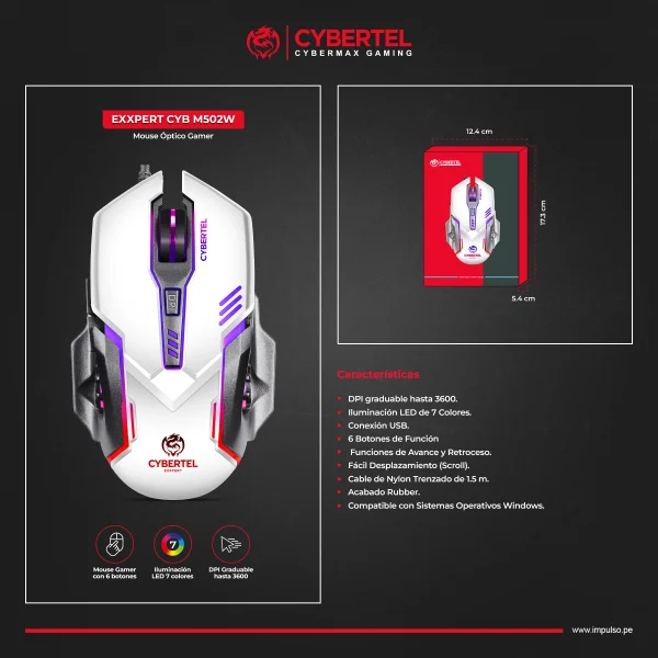 Mouse Gamer Cybertel Exxpert - CBX M502W - Imagen 2