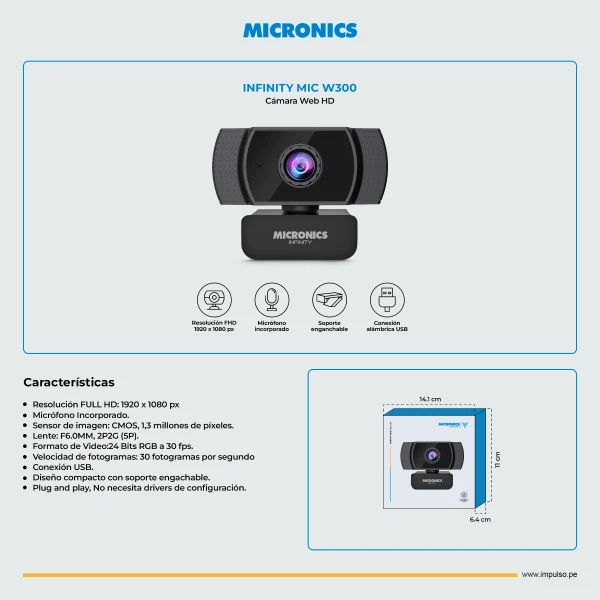 Camara Web Infinity - MIC W300 FULLHD - Imagen 2