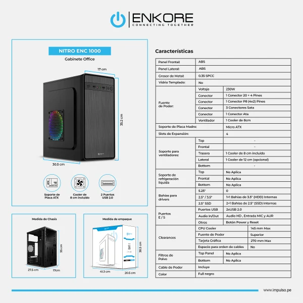 Case Gabinete Enkore Nitro - ENC 1000 - Imagen 3
