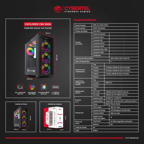 Case Gamer Cybertel Explorer - CBX 5006 - Imagen 2
