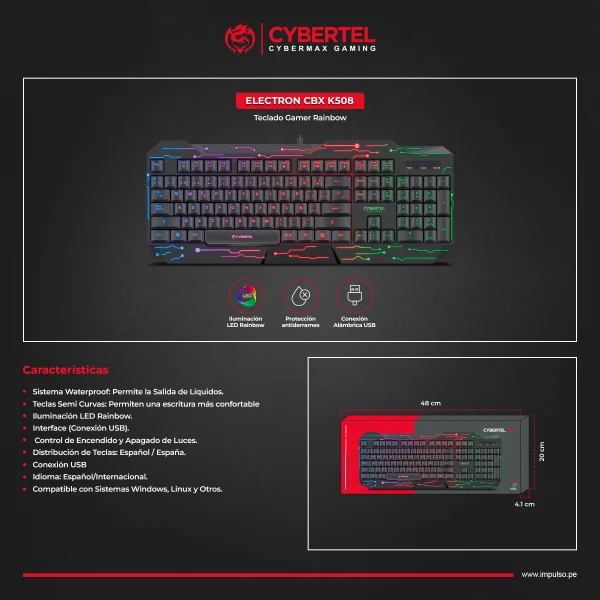 Teclado Gamer Usb Cybertel Elektron - CYB K508 - Imagen 3